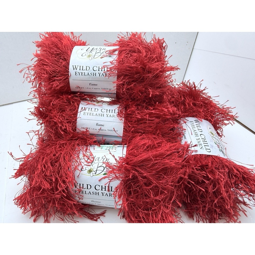 Yarn Bee Wild Child Eyelash Yarn FLAME color 90247 7.4 Ounces 268 yards 4 Skeins